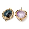Natural Mixed Gemstone Faceted Teardrop Connector Charms G-M431-04G-2
