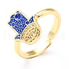 Adjustable Real 18K Gold Plated Brass Enamel Finger Rings RJEW-L071-21G-3