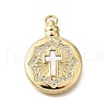 Brass Micro Pave Cubic Zirconia Shell Pendants KK-D328-17G-1