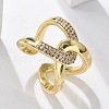 Brass Micro Pave Clear Cubic Zirconia Cuff Rings RJEW-C120-23G-1
