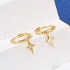 Star 925 Sterling Silver Micro Pave Clear Cubic Zirconia Hoop Earrings for Women EJEW-G427-03G-3
