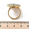 Oval 304 Stainless Steel & Paua Shell & Rhinestone Cuff Rings for Women RJEW-G346-06G-01-5