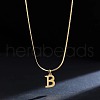 316 Surgical Stainless Steel Initial Pendant Flat Snake Chain Necklaces for Women WGC1053-02-1