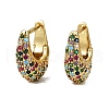 Oval Brass Micro Pave Colorful Cubic Zirconia Hoop Earrings EJEW-S277-10G-B-4
