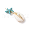 7Pcs 7 Styles Natural Cowrie Shell & Starfish Turtle Dyed Synthetic Turquoise Pendants PALLOY-JF03935-01-4