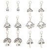 30Pcs 6 Styles Tibetan Style Alloy Mushroom Pendant Decoration HJEW-AB00465-1