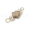 7Pcs 7 Styles Natural Picture Jaspe & Blue Spot Jasper & Dalmatian Jasper & Unakite & Green Strawberry Quartz & Red Jasper & Opalite Flower Connector Charms PALLOY-JF03787-5