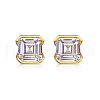 Elegant S925 Sterling Silver Clear Cubic Zirconia Square Stud Earrings ZG4220-3