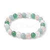 8mm Round Natural Rose Quartz & Amazonite & Green Aventurine & Quartz Crystal Beaded Stretch Bracelets for Women X-BJEW-JB10625-02-1