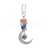 Hollow Moon Alloy & Gemstone Pouch Pendant Decooration HJEW-JM01968-4
