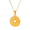 Stainless Steel Textured Disc with Star Pendant Necklaces for Women KF7355-2-5