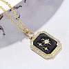 Brass Micro Pave Clear Cubic Zirconia Enamel Rectangle Pendant Necklaces for Women NJEW-S449-03B-G-2