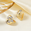 French Style Brass Clear Cubic Zirconia Heart Clip-on Earrings QL2585-5