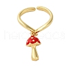 Brass Enamel Open Cuff Rings for Women RJEW-U057-25G-4