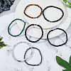 FIBLOOM 7Pcs 7 Style Natural Mixed Gemstone Round & Plastic Evil Eye Beaded Stretch Bracelets Set NJEW-FI0001-15-5
