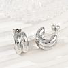 304 Stainless Steel C-Shaped Stud Earrings EJEW-S272-01P-3