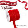 HOBBIESAY 40 Yards 4 Colors Christmas Theme Single Face Velvet Ribbon SRIB-HY0001-10-2