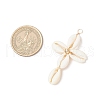 2Pcs 2 Colors Natural Cowrie Shell Beaded Cross Pendants PALLOY-JF03938-2