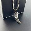 Punk Style Retro Stainless Steel Wolf Tooth Shape Pendant Fashion Necklaces for Men DX2037-2