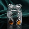 Hexagon Natural Tiger Eye Dangle Earrings EJEW-K298-01P-12-3
