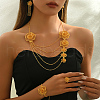 Elegant Alloy Flower Bracelets & Earrings & Necklaces & Rings Set for Women's Wedding Party VN7733-4