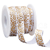 WADORN 10Yards Gold Stamping Flower Polyester Elastic Cord OCOR-WR0001-49B-1