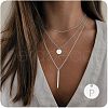 3Pcs Simple Style Brass Coin Letter Rectangle Pendant 3 Layer Necklaces FS-WG4BDA4-37-1