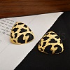 Leopard Print Brass Enamel Stud Earrings for Women EJEW-U055-15D-G-1
