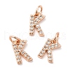 Brass Micro Pave Grade AAA Cubic Zirconia Charms ZIRC-P067-11RG-K-NR-1
