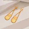 Vintage Geometric Coin Tassel Brass Hoop Earrings JE1734-1-1