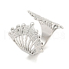 Non-Tarnish 304 Stainless Steel Fan Shape Open Cuff Ring for Women RJEW-A043-18P-1