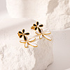 Stylish Flower Stainless Steel Dangle Stud Earrings TE8091-1