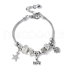 Brass European Beads Charm Bracelets BJEW-JB11586-03-2