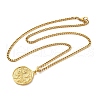 Brass Clear Cubic Zirconia Curb Chain Constellation Pendant Medal Necklaces for Women NJEW-U010-01G-02-2
