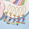 Rainbow Color Synthetic Turquoise & Alloy Enamel Pendant Decoration HJEW-JM01710-S-1