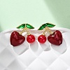 Cherry Brass ABS Plastic Pearl Stud Earrings EJEW-U062-04A-G-2