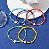 Flower Natural Shell & Glass & Seed Beaded Stretch Bracelet BJEW-JB10183-2