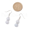 Round Natural Chalcedony Imitation Aquamarine Beaded Dangle Earrings EJEW-JE06474-4