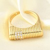 Brass Micro Pave Cubic Zirconia Adjustable Open Cuff Rings for Women RJEW-K292-10G-1