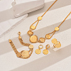Vintage Brass Gold Coin Bracelets & Earrings & Necklaces & Rings Set for Women's Party and Banquet LY2424-1