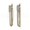 304 Stainless Steel Clear Cubic Zirconia Tassel Stud Earrings EJEW-Z094-01B-G-4