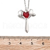 Brass Cubic Zirconia Wing Cross Pendant Necklaces for Women NJEW-C067-07P-01-5