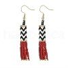Glass Seed Braided Tassel Dangle Earrings EJEW-MZ00057-1