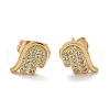 Brass Micro Pave Clear Cubic Zirconia Stud Earrings EJEW-D305-16G-3