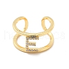 Clear Cubic Zirconia Initial Letter Open Cuff Ring RJEW-A012-01G-E-1