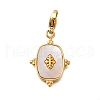 304 Stainless Steel Pave Natural Shell Pendants STAS-R159-19G-1