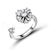 Flower Rotatable Open Cuff Rings for Women RJEW-G333-01H-1
