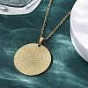 Flat Round 304 Stainless Steel Pendant Necklaces NJEW-M096-28G-5