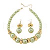 Acrylic Pearl Round Beaded Necklaces & Dangle Earrings Sets FS-WG675D0-01-5