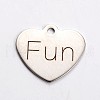 Non-Tarnish Stainless Steel Heart Pendants STAS-L165-C15-1